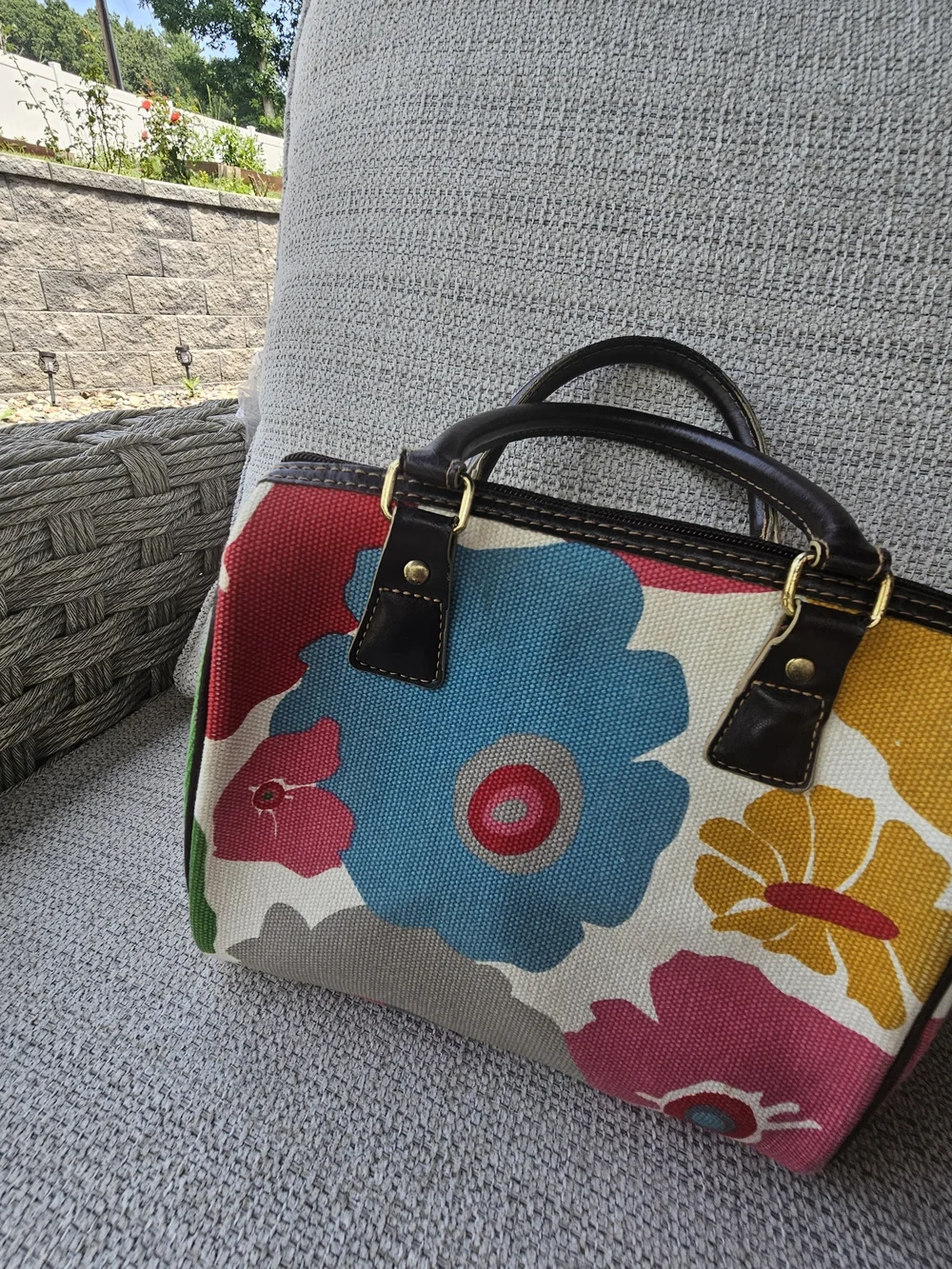 Victoria's Secret Canvas Floral Tote in Blue, Yellow, Pink, Brown